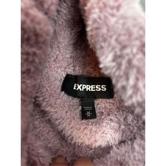Express fuzzy rose pink sweater - loose cowl turtleneck size medium- super soft! - Picture 3 of 9